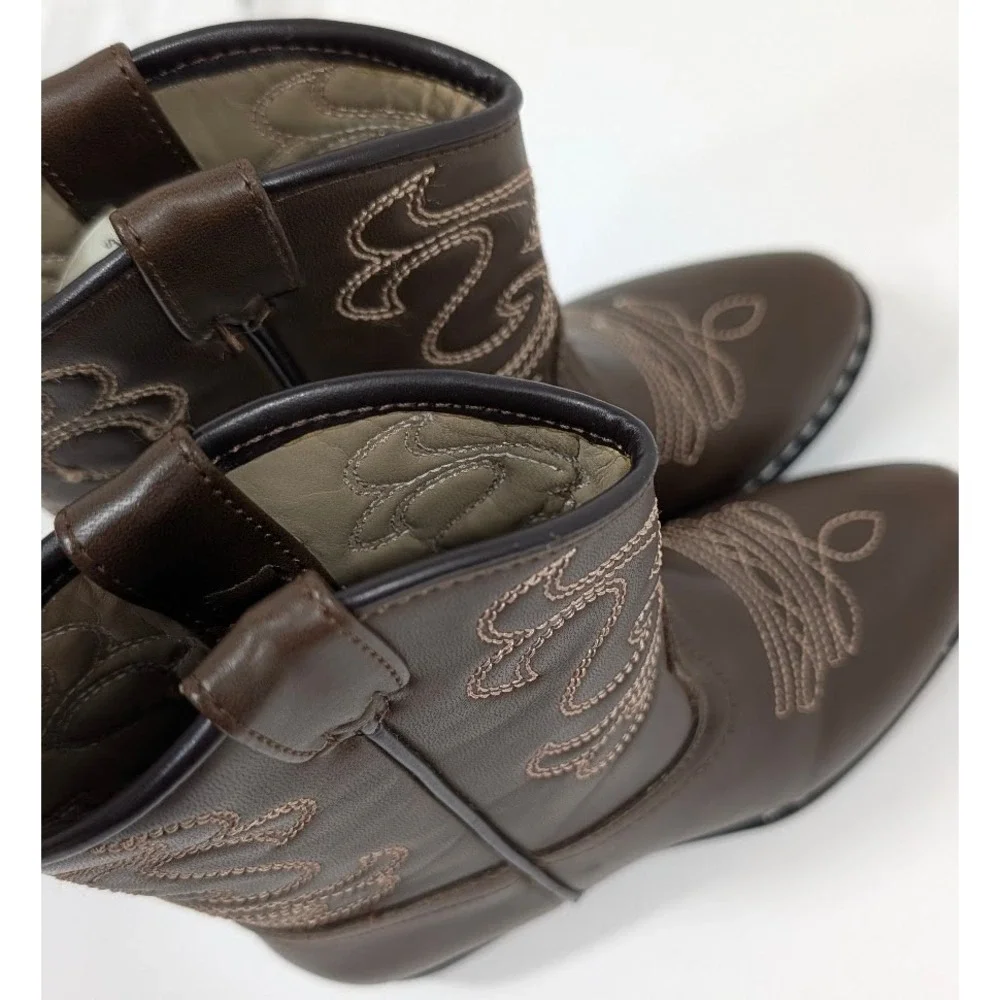 Canyon Trails Toddler Cowboy Boots Brown Faux Leather Sz 9M CT-101-BRN Excellent